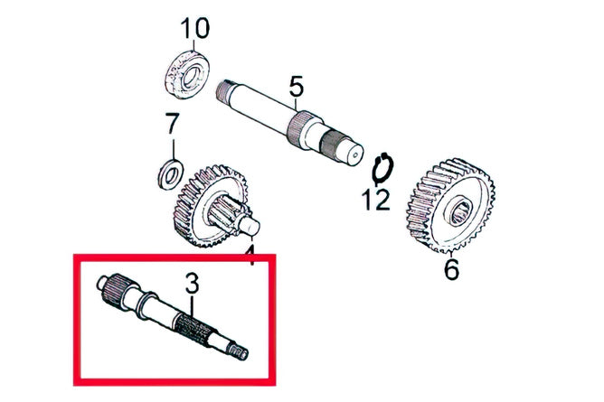 Primary Gears / Drive Shaft Kymco Agility 50cc 4-stroke 12 inch