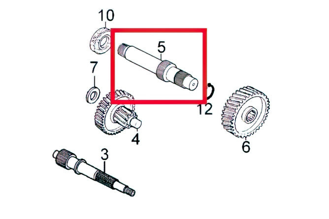 Secondary Gears / Output Shaft Kymco Agility 50cc 4-stroke 12 inch
