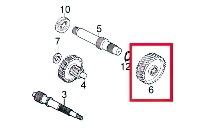 Output Shaft Gear Kymco Agility 50cc 4-stroke 12 inch