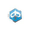 Badge horn cover (clip) Piaggio 32x37mm blue / chrome