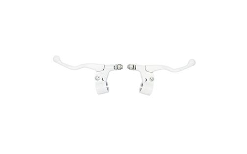 Brake Lever short w/ mount aluminium white (x2)
