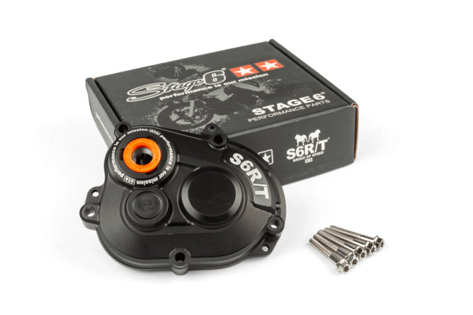 Gearbox Cover Stage6 R/T MK2 Piaggio with titanium bolts Black