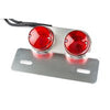 Tail Light round red w. silver license plate holder